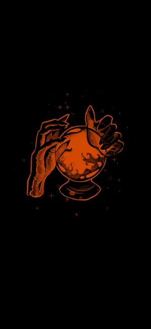 Mystical_ Orange_ Crystal_ Ball_ Hand Wallpaper