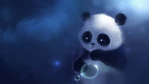 Mystical Panda Bubbles Dark Aesthetic Wallpaper