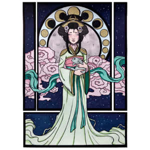 Mystical Portrait Of Chang'e, The Moon Goddess Wallpaper