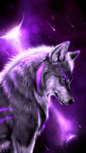 Mystical_ Purple_ Galaxy_ Wolf Wallpaper