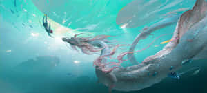 Mystical Sea Dragonand Diver Wallpaper