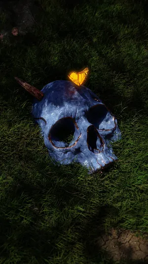 Mystical_ Skull_with_ Butterfly Wallpaper