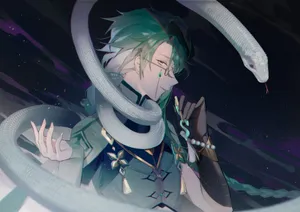 Mystical Snake And Man Artwork Wallpaper