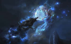 Mystical_ Spirit_ Wolf_and_ Cosmic_ Entity.jpg Wallpaper