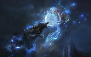 Mystical_ Spirit_ Wolf_and_ Cosmic_ Entity.jpg Wallpaper