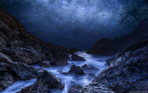 Mystical Stream At Night Wallpaper