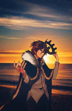 Mystical_ Sunset_ Anime_ Character Wallpaper