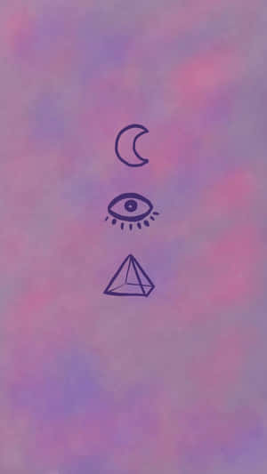 Mystical Symbols Purple Backdrop Wallpaper