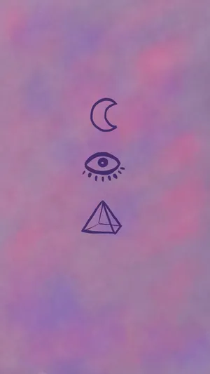 Mystical Symbols Purple Backdrop Wallpaper