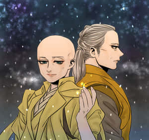 Mystical_ Teachers_ Against_ Starry_ Backdrop Wallpaper