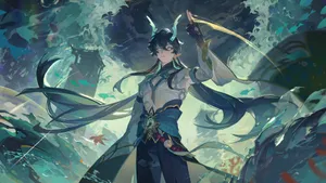 Mystical_ Warrior_ Amidst_ Storm Wallpaper