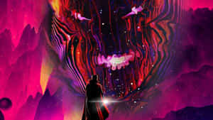 Mystical_ Warrior_ Confronts_ Cosmic_ Vortex Wallpaper