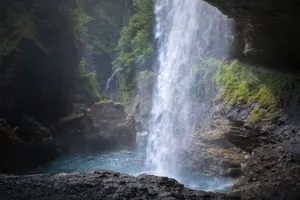 Mystical_ Waterfall_ Gorge_ Glarus Wallpaper