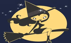 Mystical Witches Broom On Full Moon Night Wallpaper