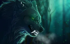 Mystical Wolf In A Magical Forest Wallpaper