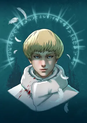 Mystical Youthwith Feathersand Symbols Wallpaper