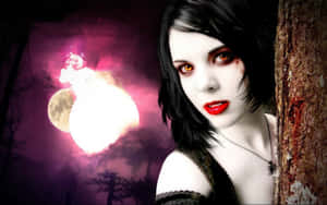 Mystifying Portrait Of A Dark Vampire Wallpaper