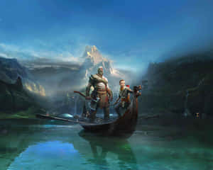 Mythical Warriorand Childin Boat Wallpaper