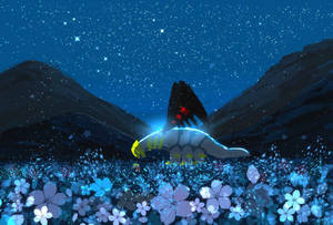 Mythological Creature Giratina Glowing In The Night Sky Wallpaper
