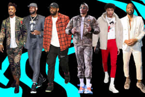 N B A Players Showcasing Unique Styles Wallpaper