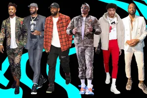 N B A Players Showcasing Unique Styles Wallpaper