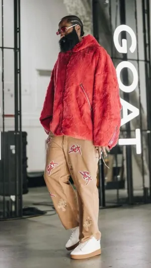 N B A Style Iconin Red Fur Jacket Wallpaper