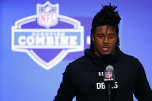 N F L Combine Athlete Speaking Wallpaper
