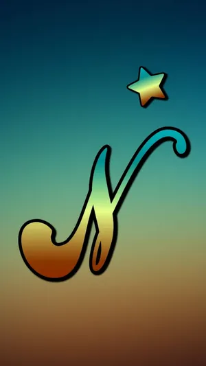 N Script Font With A Star Wallpaper