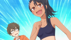 Nagatoro And Naoto Running Wallpaper