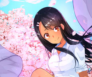 Nagatoro Beside Cherry Blossom Tree Wallpaper