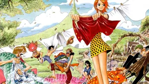 Nami One Piece Hanging Washed Clothes Wallpaper