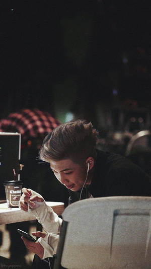 Namjoon In A Coffee Shop Wallpaper