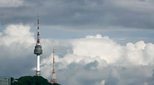 Namsan Seoul Tower Cloudy Sky Wallpaper