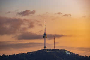 Namsan Seoul Tower Sunset Silhouette Wallpaper