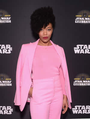 Naomi Ackie Pink Ensemble Star Wars Event Wallpaper