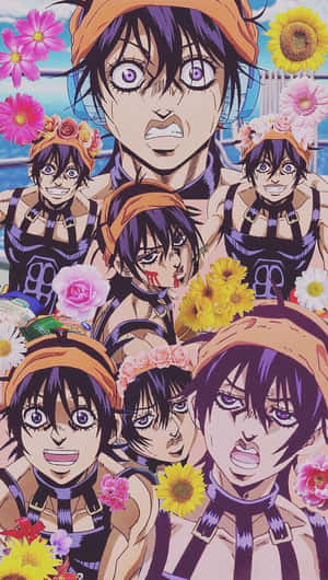 Narancia Ghirga With A Fierce Expression In Front Of A Vivid Background Wallpaper