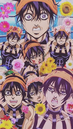 Narancia Ghirga With A Fierce Expression In Front Of A Vivid Background Wallpaper
