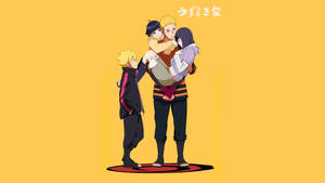 Naruto And Hinata Loving Family Wallpaper