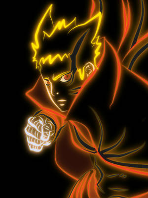 Naruto Baryon Mode Neon Lines Wallpaper