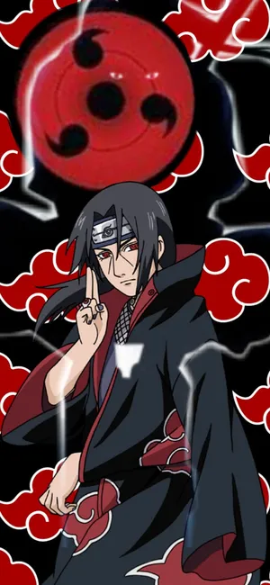 Naruto Itachi Surrounded By Akatsuki Clouds Wallpaper