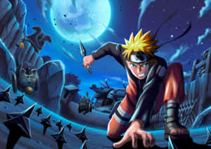 Naruto Nighttime Shuriken Throw Wallpaper