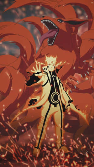 Naruto Nine Tails With Kurama Chakra Mode Wallpaper