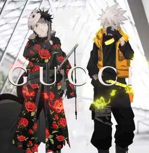 Naruto Obito Uchiha And Kakashi Hatake In Gucci Wallpaper