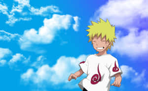 Naruto Smiling Against Blue Sky Wallpaper