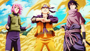 Naruto Team 7 Stands Strong, Proudly Representing The Iconic Leaf Village. Wallpaper