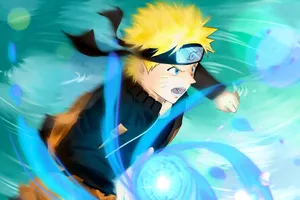 Naruto Uzumaki Unleashing A Rasengan Wallpaper