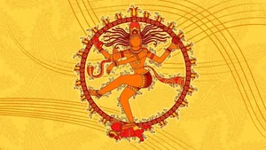 Nataraja Yellow Red Art Wallpaper