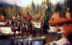 Native American Indians Paying Homage To Nature Wallpaper