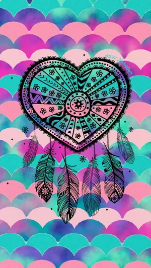 Native Heart-shaped Dreamcatcher Wallpaper
