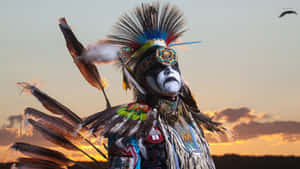 Native Warrior At Sundown Wallpaper